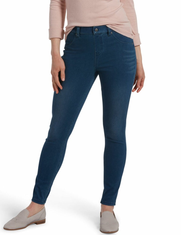 HUE Women's Jeggings & Tunic - Essential Denim Leggings - Stretchy Jeans  for Women - V Neck Legging Tee X-Large Legging Medium Wash