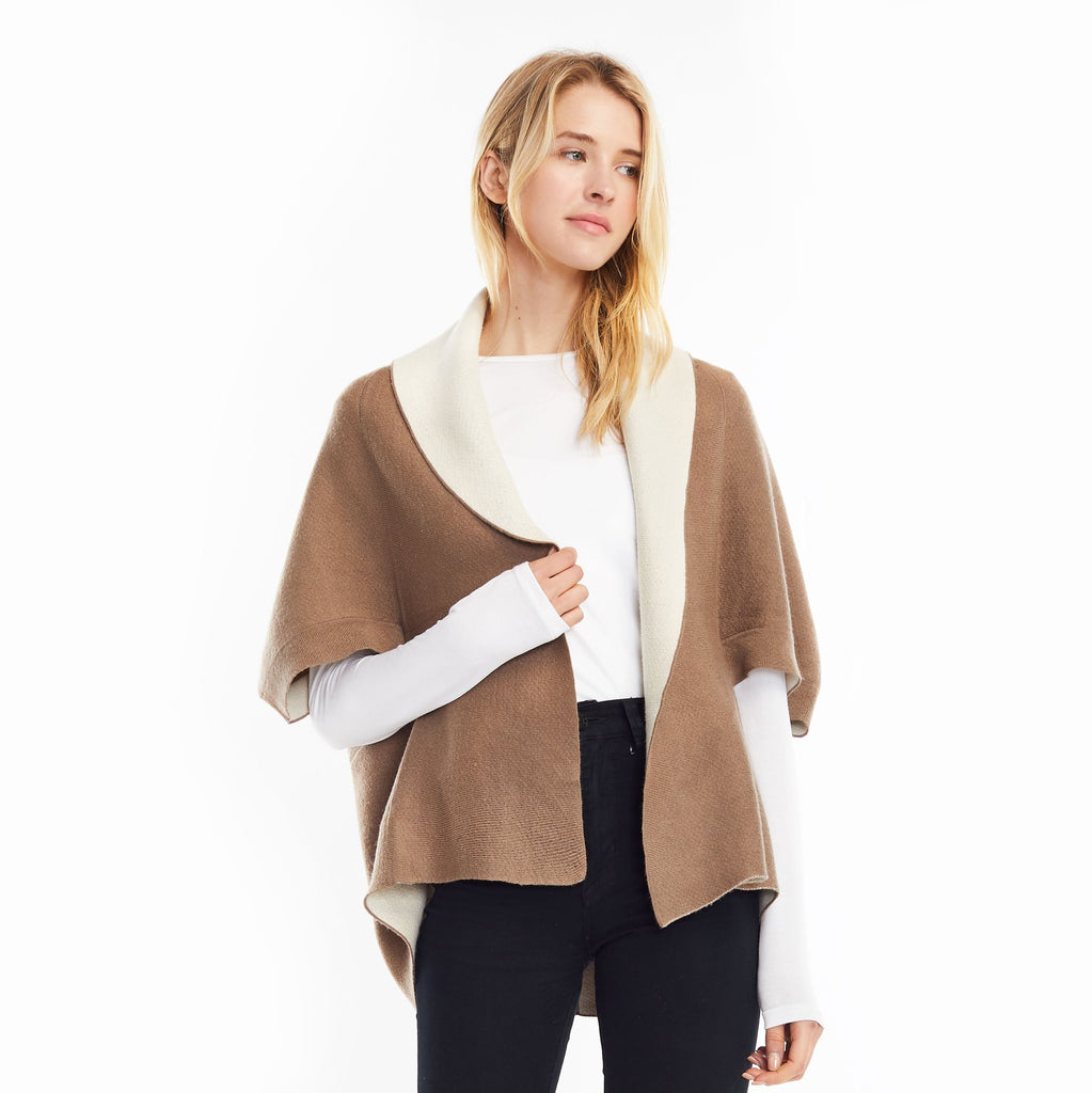 Look By M Reversible Cape Cardigan - elegance nyc