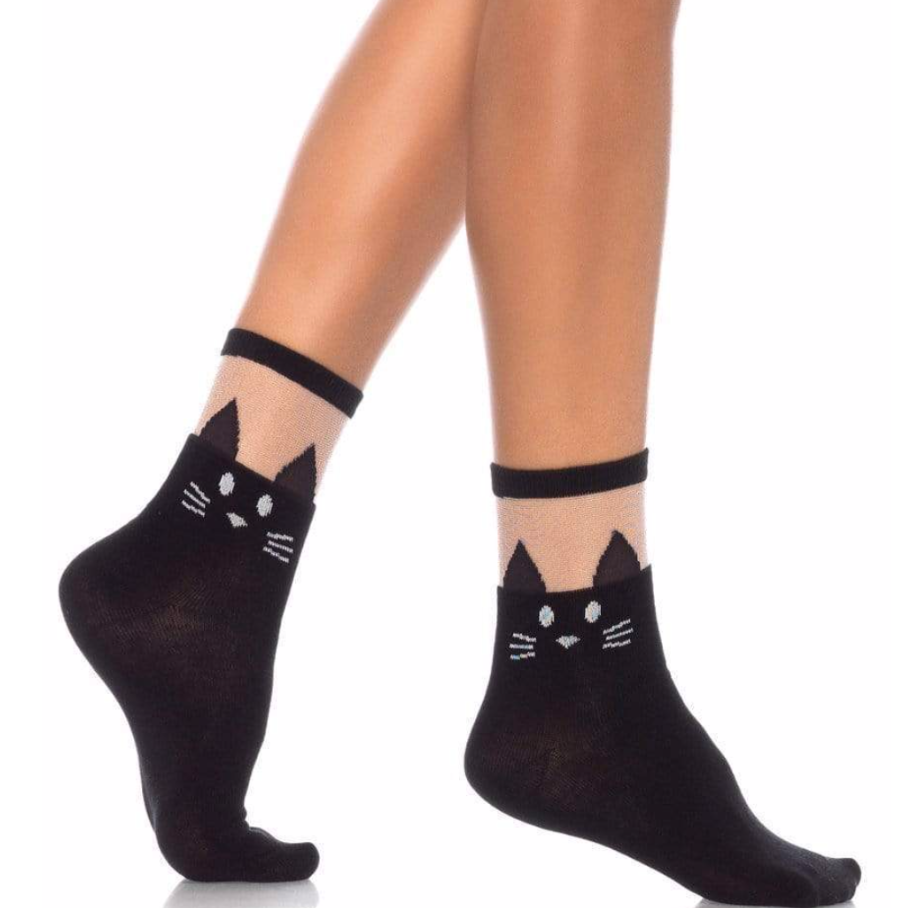 Black Cat Women Anklet Sock- elegance nyc