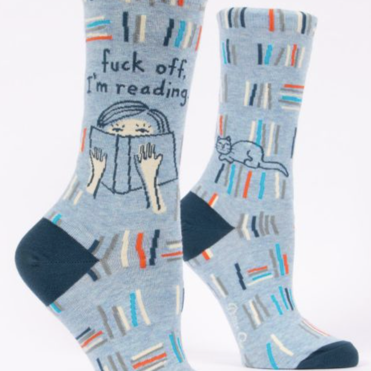 BLUE Q-Fuck Off, I'm Reading W-Crew Socks - elegance nyc