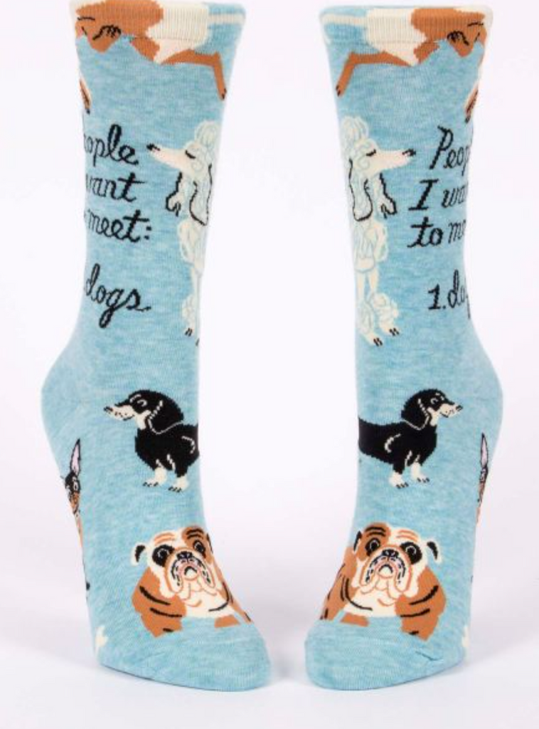 BLUE Q- People I Want To Meet: Dogs W-Crew Socks - elegance nyc