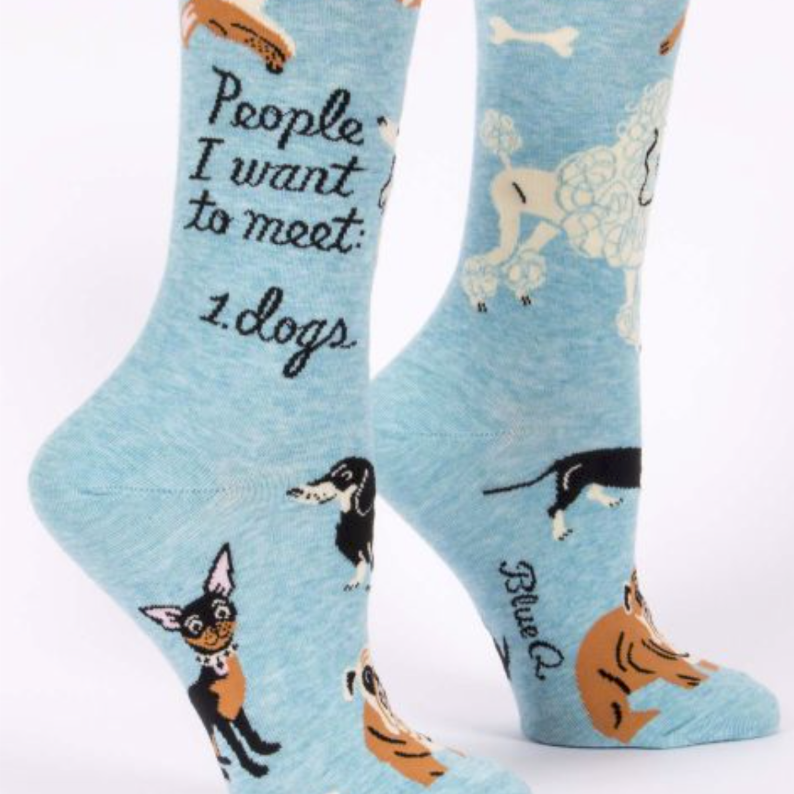 BLUE Q- People I Want To Meet: Dogs W-Crew Socks - elegance nyc