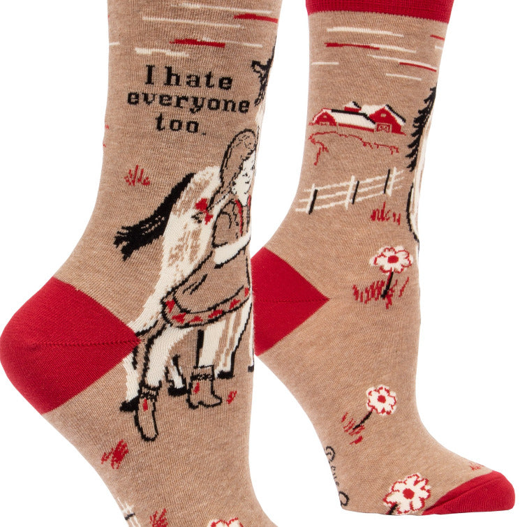 BLUE Q-I Hate Everyone Too Women Crew Socks - elegance nyc