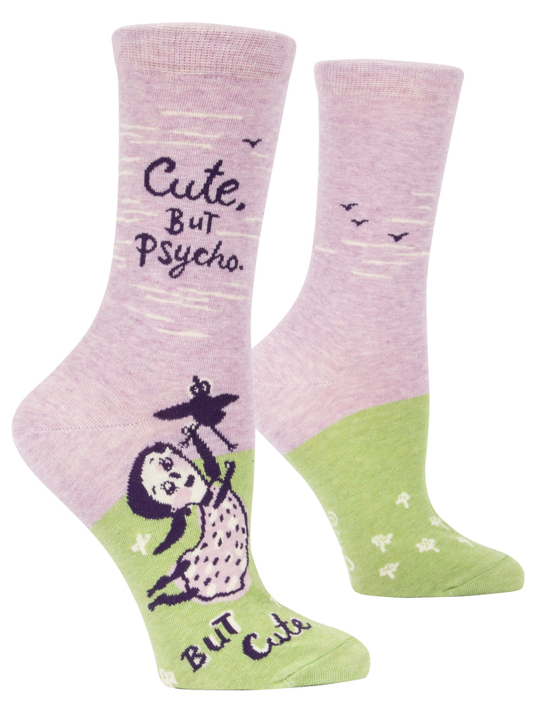 BLUE Q-CUTE. BUT PSYCHO, BUT CUTE WOMEN CREW SOCKS - elegance nyc