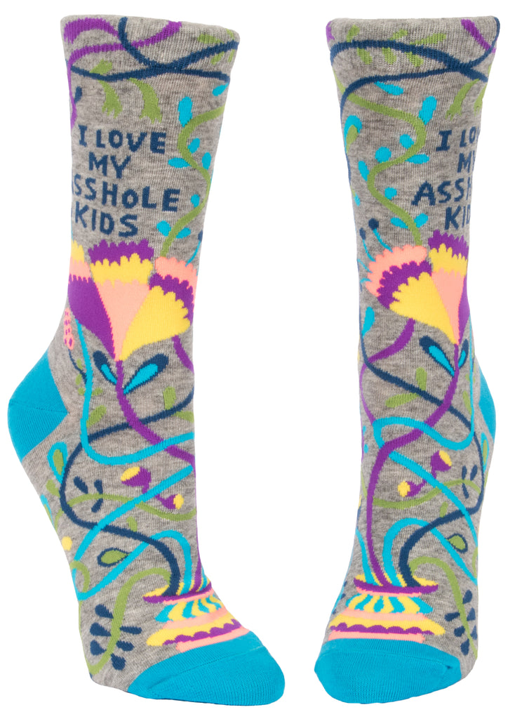 BLUE Q- I LOVE MY ASSHOLE KIDS W-CREW SOCKS-elegance nyc