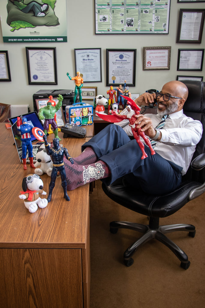 BLUE Q- COOLEST GUY ON THE CONFERENCE CALL M-CREW SOCKS