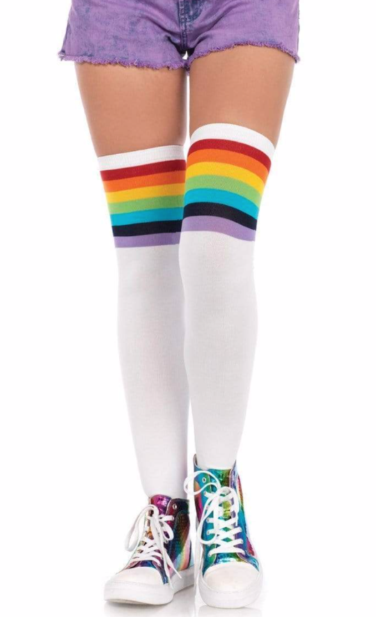 LEG AVENUE Over The Rainbow Thigh Highs Socks - elegance nyc