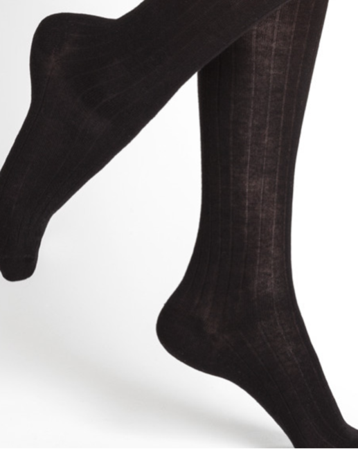BLEUFORET Ribbed Pure Cotton Over-The-Knee Socks