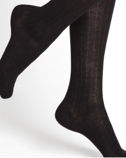 BLEUFORET Ribbed  Pure Cotton Knee-High Socks-elegance nyc