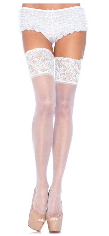 LEG AVENUE Stay Up Sheer Thigh Highs-Queen Size - elegance nyc