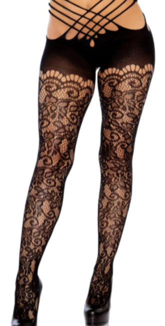 Ivy Lace Crotchless Tights