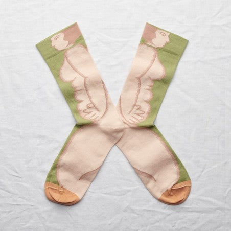 Bonne Maison - Moss Nude Socks - elegance nyc